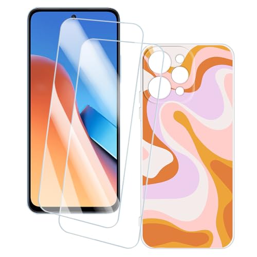 OAGELIM 2�Z�b�g �X�N���[���v���e�N�^�[ + �P�[�X Xiaomi Redmi Note 12R 5G (6.79 �C���`) �Ƃ̌݊������� �A�[�e�B�X�e�B�b�N�J�X�^���v�����g�J�o�[�Ƌ����K���X�t�B���� �X�N���b�`�h�~ (����)
