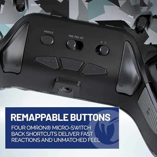 nacon revolution 5 pro officially licensed playstation wireless gaming controller for ps5  ps4  pc - hall effect trigger stops mappable buttons bluetooth audio - arctic camo
