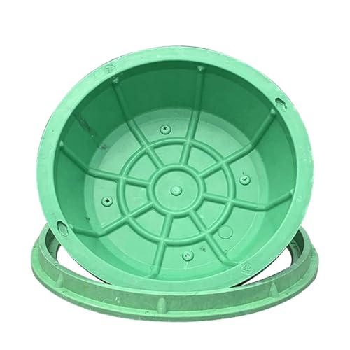 Tapa redonda para pozo y marco, paquete de 2 unidades, diámetro de 600 mm, cubierta para piscina de alcantarillado para patio, césped, jardín, tanque séptico, tapas de repuesto para estabilidad y