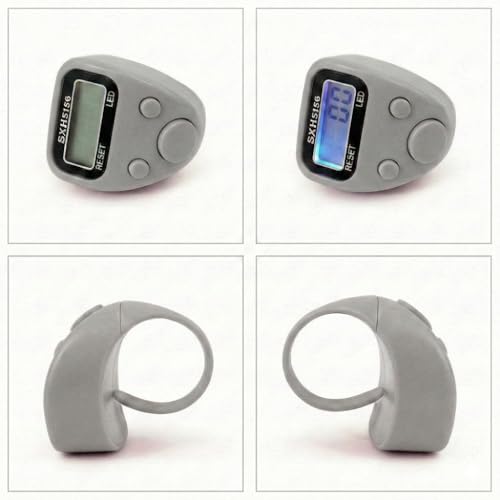 Image of Digital Finger Ring Tally Counter, LCD Display with LED, Reset Button (Pack of 1-Multicolour) (Grey)