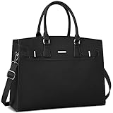 IGOLUMON Handtasche Damen Shopper Damen Groß Schwarz Laptop Tasche 15.6 Zoll PU Leder Umhängetasche Arbeitstasche Wasserdicht für Business Büro Arbeit Lehrertasche Schule