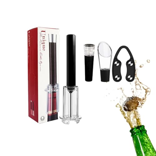 Juego de abrebotellas de vino tinto – Kit de abridor de botellas con tapón de vacío – Resistente y práctico abridor manual de botellas de vino para uso doméstico al aire libre picnic