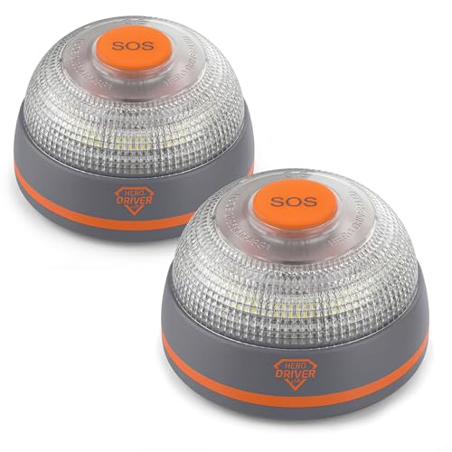 Hero Driver LED Pack 2X Baliza V16 Conectada y Geolocalizada – Homologada DGT 3.0 – Sin Suscripciones hasta 2040 – Luz Emergencia Coche – Obligatoria Desde 2026 – SIM Vodafone Incluida