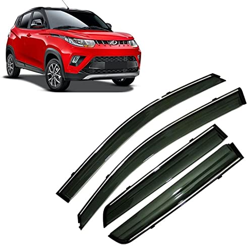 Oshotto Car Rain Wind Door Visor Side Window Deflector with Chrome