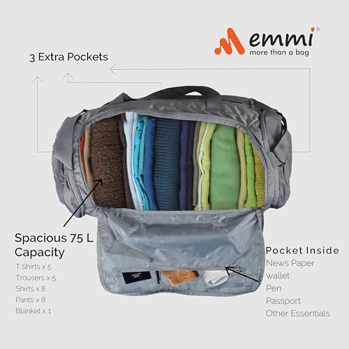 Image of Emmi Delicate Duffle Bag 55 L|Travel Bag for Men and Women |Weekend Holiday and Gym Bag |Sustainable and Durable Cabin Bag|Water Repellent |18 Months Warranty