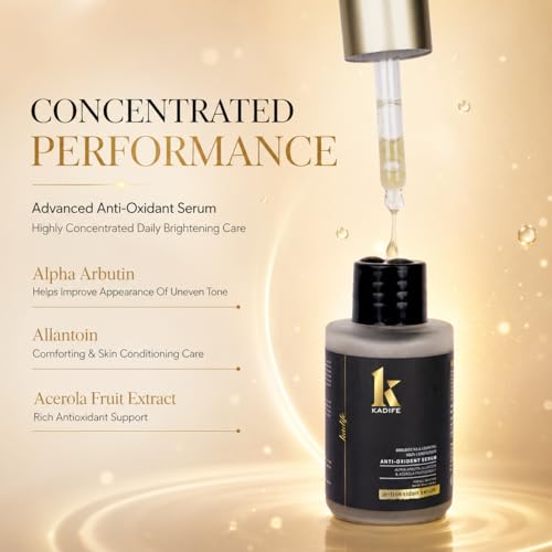Image of KADIFE Anti Oxidant Face Serum with Alpha Arbutin, Allantoin & Acerola Fruit Extract | Dark Spot Corrector & Skin Brightening Serum for Hyperpigmentation, Uneven Skin Tone & Glow | 30ml