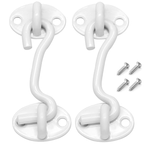 Biaungdo Heavy Duty Hook and Eye Latch, 3 Inch White, 2 Pack