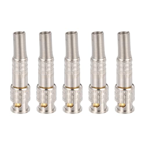QUARKZMAN 5 Piezas Conectores Coaxiales BNC Macho, Terminal Coaxial Dorado RG59 RG6 De Rosca Adaptador De Latón De 6 mm Para Cables Coaxiales De Sistema De Cámara De Monitoreo