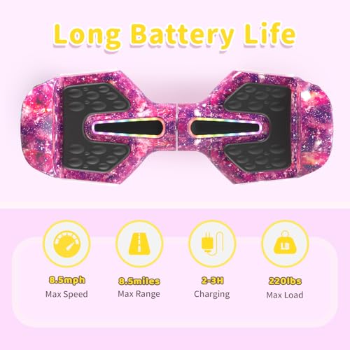 Image of SIMATE 6.5 inch Scooter, Bluetooth Music Speaker and LED Light, Top 8.5mph & 8.5 Miles Range Power by Dual 250W Motor, Gifts for Kids Adults Boys, for All Ages
