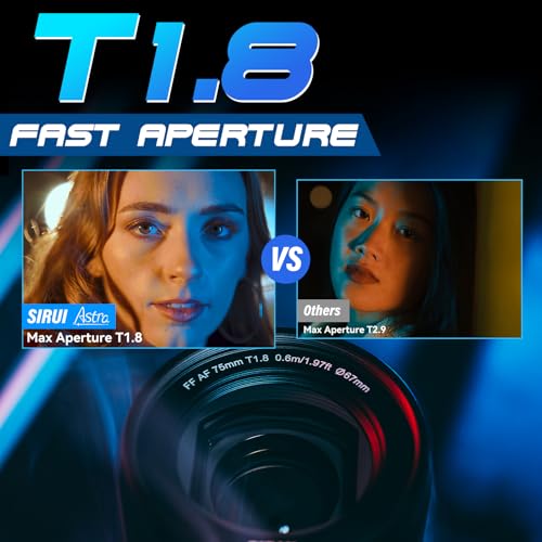 SIRUI Astra 75mm T1.8 1.33X Objetivo Anamórfico Fijo, Objetivo de Cine con Enfoque Automático de Fotograma Completo y Gran Apertura con Montura L, para S5, S9, S1R, S1H, fp L, fp, SL2(Destello Azul - imagen 4