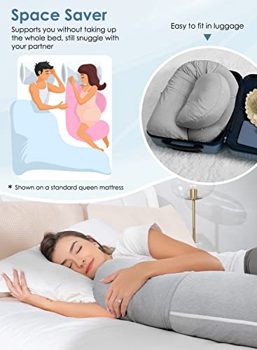 Queen Rose Pregnancy Pillows, Cooling Body Pillow For Pregnancy Sleeping, F Shaped Maternity Pillow For Pregnant Women, Back & Belly Support, Pregnancy Must Haves, Grey #TOP3