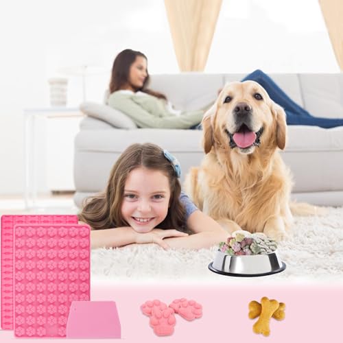 FIHODONE 2 Stück Backmatte Hundekekse mit 1 Teigschaber,Silikon Backmatte Hundekekse Backform,Backmatten für Hundeleckerlies Silikonbackmatte Katze Kralle und Knochen Form