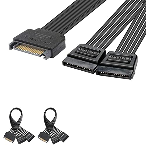 J&D 2er Pack 15 Pin SATA Power Y Splitter Kabel, M&auml;nnlich auf Weiblich - 20cm