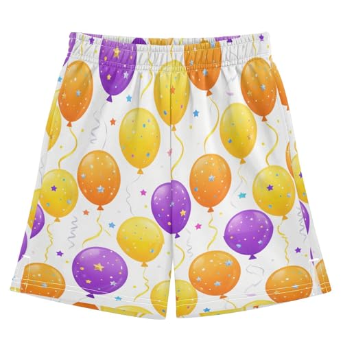 Balloons Stras Purple Boys Summer Shorts Youth Athletic Shorts Kids Basketball Short Sports Active Track Short XS