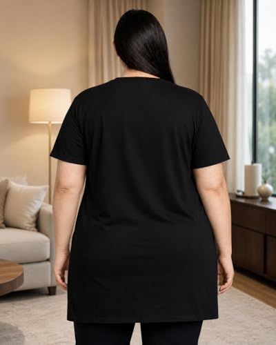 Image of In Love Women's Printed Cotton Plus Size Longline T-Shirt with Pockets | Cotton fabric - soft longline T-shirt with easy plus-size fit