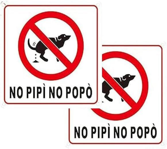 MEISO 2 Pezzi Cartello No Cacca e Pipì per Cani, 15 x 15 cm Cartelli di Divieto di Pipi per Cani, Adesivo Realizzato in PVC, Segnale per Prato Parco Giardini, Parchi, Aree Giochi e Ingressi
