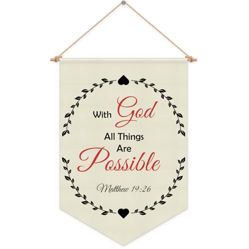 Inspirational Banner Gift Hanging Pennant Flag Christian Banner Bible Scripture Wall Decor for Nursery Banners Classroom Banners Bedroom Motivational Wall Sign Decor Christmas Birthday Gift Linen
