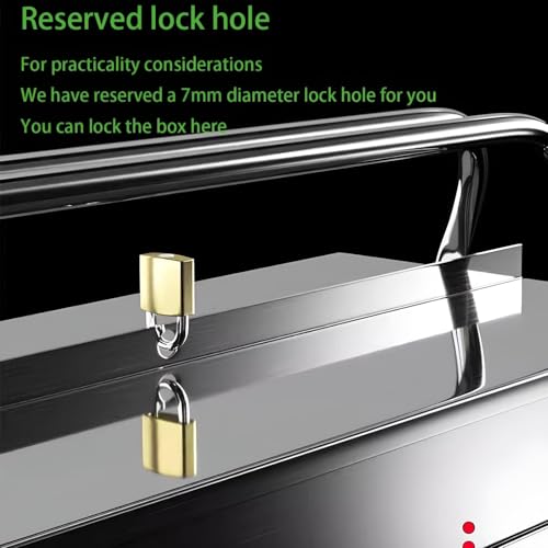 WJYWX Metal Toolbox Empty, Stainless Steel Cantilever Toolbox Robust And Reliable Retro Professional Tool Case Empty Tool Box Made Of Metal For Proper Storage Of Tools(420x200x170mm) - Image 5