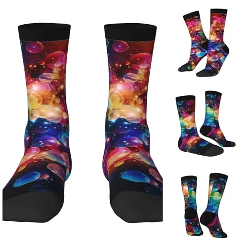 LZQPOEAS Colorful Rainbow Stars Athletic Socks Unisex Cushioned Crew Socks Hiking Running Calf Sock Soft Above Ankle Sock