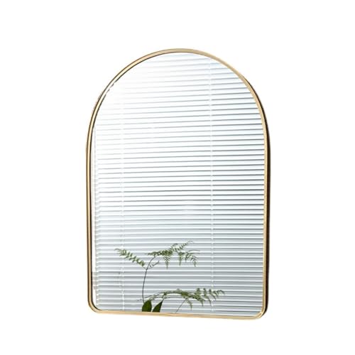 All-Copper Arched Mirror, Wall-Mounted Rounded Mirror, Washbasin Metal Bathroom Mirror(50 * 70CM)