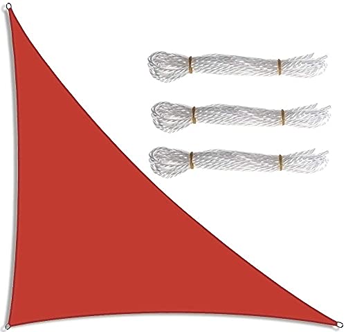 Rechteckiges dreieckiges Sonnensegel für den Garten, wasserdicht, großes Sonnensegel für Terrasse, Hinterhof, Rasen-Aktivitäten, rot, 3 x 4 x 5 m