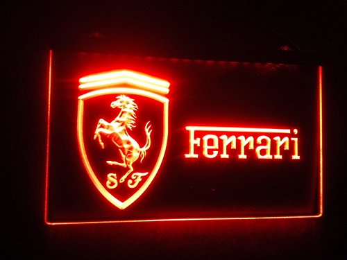 Preisvergleich Produktbild Ferrari LED Zeichen Werbung Neonschild Rot