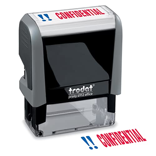 Trodat Stamp 4912 Office Printy with English Text Confidential – Self Inking, Red and Blue Ink, Impression Size 3/4