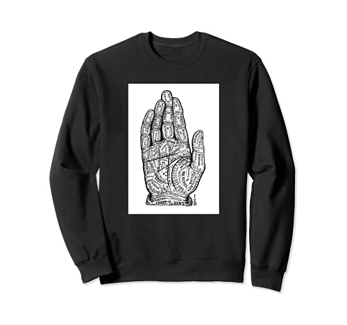 Palm Hand Reading Palmistry Victorian Era Magic Mystic Sweatshirt, Black