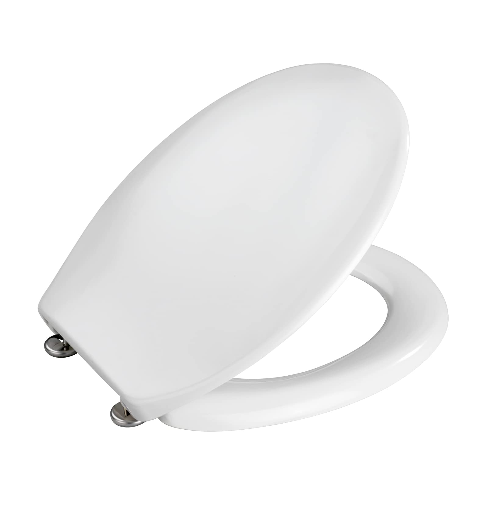 WENKO Abattant WC Bali | Fixation Acier Inoxydable | Lunette WC Résistante Et Facile à Entretenir | Antibactérien | MDF Résistant à L'humidité | Format Ovale | 35 X 42 Cm | Blanc