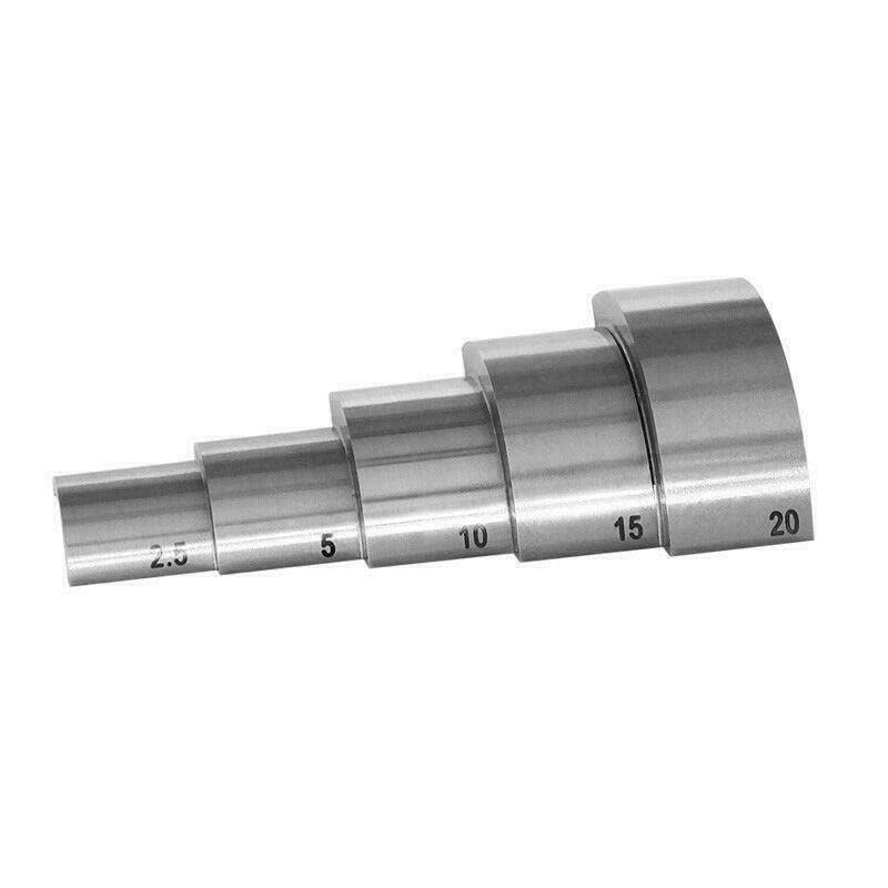 Bloque de calibración de 5 pasos curvado para calibración de medidor ultrasónico de espesor con material de acero inoxidable 304, espesores 2.5mm, 5mm, 10mm, 15mm, 20mm miniatura 1