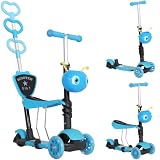 HOMCOM 3 en 1 Trottinette pour Enfants Trottinette 3 Roues Évolutive Bleu...
