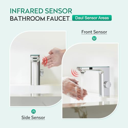 CREA Infrarot Sensor Wasserhahn Bad, Automatische Berührungslose Mischbatterie Bad, Armatur Waschbecken mit Sensor, Chrom