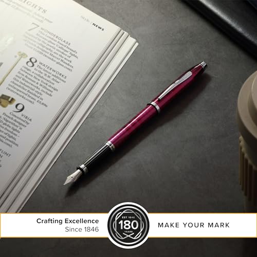 Image of Cross Century II Midnight Plum with Polished Chrome Appointments Refillable Ballpoint Pen - Fine Point, Black Ink, Presented in a Luxury Gift Box