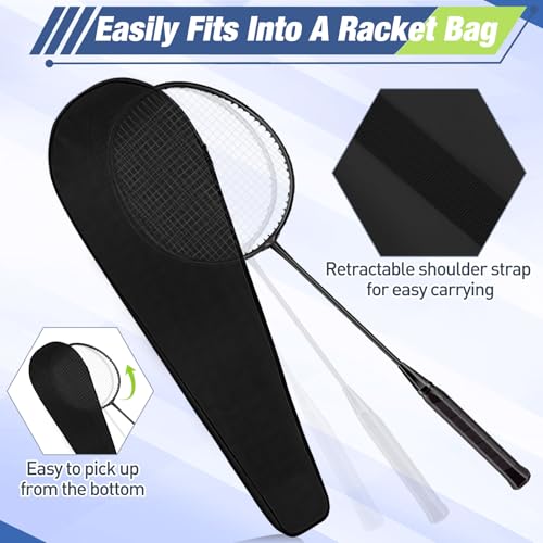 Chitidr 12 Pack Badminton Rackets Set Including Badminton Racquets, Nylon Shuttlecocks and Carry Bag for Outdoor Backyard Games Beginners(6 Pack,Black) - Thumbnail 4