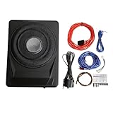 AMONIDA Leistungsstarker, Schlanker 10-Zoll-Auto-Subwoofer, Passend für Ultraschlankes Design für die Montage Unter Dem Sitz, Eingebauter Verstärker, Gehäuse aus Aluminiumlegierung für Auto, LKW,