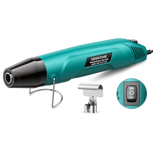 SEEKONE 350W Mini Heat Gun 260/450 Dual Temp Fast Heat Hot Air Gun with Overload Protection Reflector Nozzle and Double Insulated 1.5m Cable for Heat Shrink Tubing Crafts Embossing