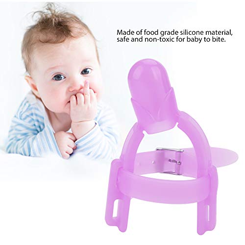 Image of Thumb Sucking Finger Protector, Adjustable Biting Teether Soft Silicone Finger Guard Thumb Protector for Babies 3 Months and Above(Purple)