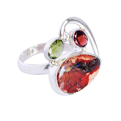Bijoux en argent 925 avec opale de feu mexicaine et grenat pour femme