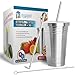 STAINLESS STEEL TUMBLER (16oz) with 2 Stainless Steel Straws, Cleaning Brush & Dual Layer Insulation - Ideal Travel Tumbler To Keep Your Hot and Cold Drinks At Temperature Longer