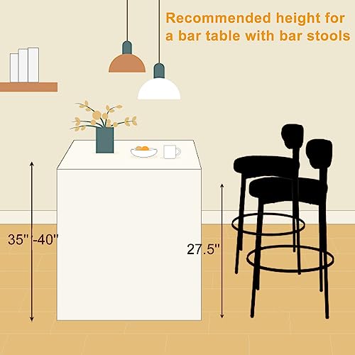 Firomo Bar Stools Set Of 2 (Beige) 27.5'' Bar Stools With Back Polyester Counter Stools Bar Chairs With Backrest, Upholstered Height Stool With Footrest For Dining Room Kitchen Counter Bar #TOP4