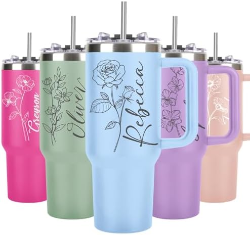 Personalized 40 Oz Tumbler with Handle Custom Tumbler with Name &...