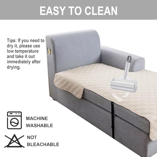Image of Genina L Shape Couch Cover, Sectional Couch Chaise Covers, Waterproof Washable Sofa Covers for Left L Shape Chaise Lounge, Anti-Slip Sofa Slipcovers for Dogs Cats Pet Friendly(Beige)