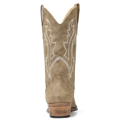 Image of Cowboy Boots for Women, Cowgirl Boots with Embroidered and Chunky Heel, Ideal for Daily Wear and Country Fashion