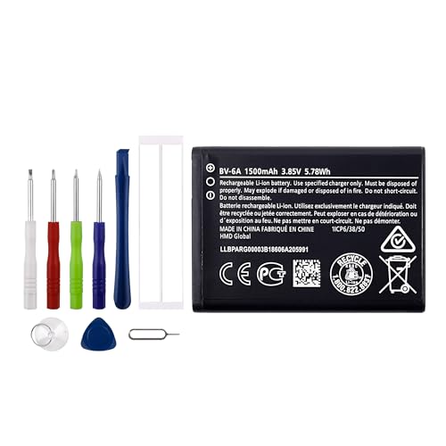 Vvsialeek BV-6A Replacement Battery for Nokia 8110 4G TA-1059/1048/1067/1071/1295 flip 2017 Series 2060 3060 5250 Series with Specialized Toolkit.