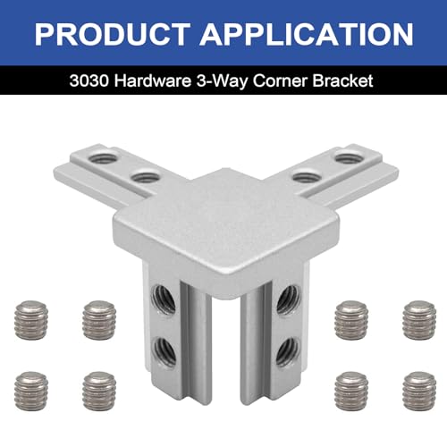Image of 12pcs 3030 3-Way Angel Bracket Corner Connector 3030 Aluminum Extrusion Hardware T-Slot Accessories V-Slotted with Screws for 3030 Aluminum Profile 3D Printer Frame Parts Silver