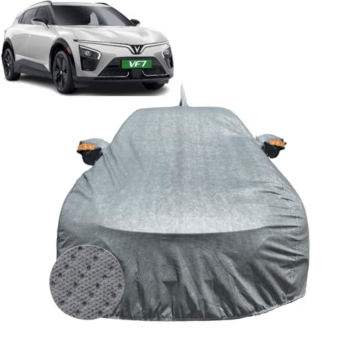 Image of Car Cover for VinFast VF 7 (2025-2026) | 100% Waterproof Cover with Antenna & Reflective Mirror Pockets | Dustproof, Scratchproof, Heatproof VinFast VF7 Car Cover |Soft Cotton Lining| Grey