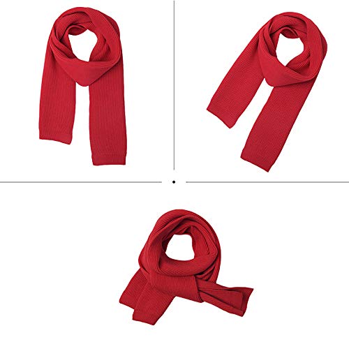 Goclothod Knitted Scarf Fashion Solid Color Neck Warmer Winter Warm Scarves Wrap Shawl Red #TOP5
