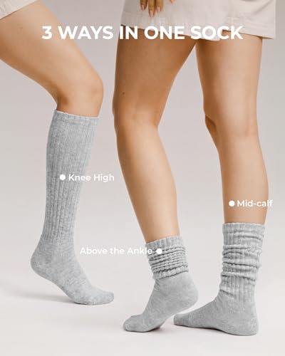 Image of FITRELL Slouch Socks for Women, 3 Pairs Soft Cotton Knee High Scrunch Tube Boot Socks