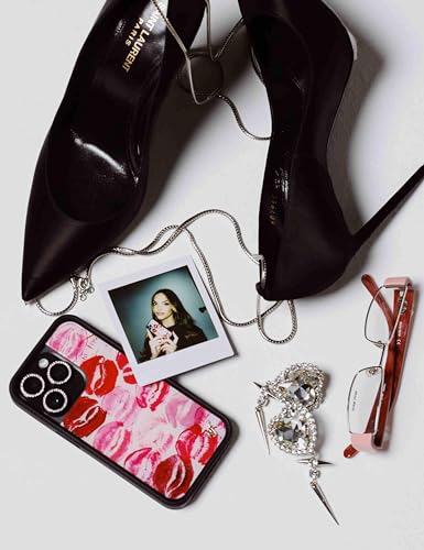 Image of Wildflower Cases - Compatible with iPhone 16 | Protective Black Bumper, 6.5ft Drop Test Certified, Women Owned Small Business | Aesthetic Kisses Lipstick Pink Trendy | Collab - Kensington