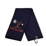 ZJXHPO Microfiber Disc Golf Towel You Tree Disc Golf Gifts Golf Black Towel with Clip Golfer Embroid